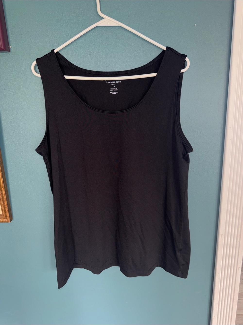 Charter Club Black Scoop Neck Tank Top